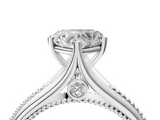 White gold Heart Solitaire Beaded Band Six-Prong Setting_8