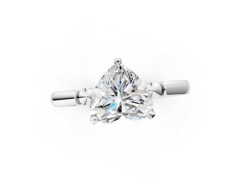 White gold Heart Solitaire Beaded Band with Four-Prong Setting_51