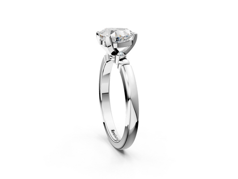 White gold Heart Solitaire Beaded Band with Four-Prong Setting_53