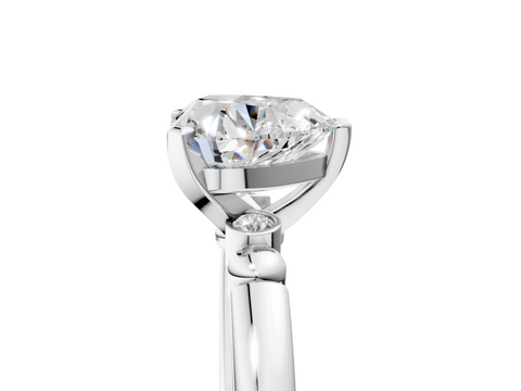 White gold Heart Solitaire Beaded Band with Four-Prong Setting_56