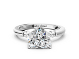 White gold Heart Solitaire Beaded Band with Four-Prong Setting_91