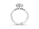 White gold Heart Solitaire Beaded Band with Four-Prong Setting_94