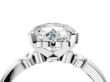 White gold Heart Solitaire Beaded Band with Four-Prong Setting_95