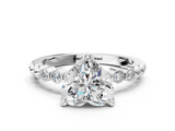 White gold Heart Solitaire Bezel Accent Diamond Engagement Ring with Beaded Band and Four-Prong Setting_82