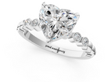 White gold Heart Solitaire Bezel Accent Diamond Engagement Ring with Beaded Band and Four-Prong Setting_83