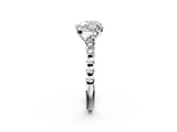 White gold Heart Solitaire Bezel Accent Diamond Engagement Ring with Beaded Band and Four-Prong Setting_84