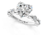 White gold Heart Solitaire Bezel-Set Diamond Ring with Beaded Band and Four-Prong Setting_66