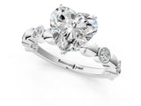 White gold Heart Solitaire Bezel-Set Diamond Ring with Beaded Band and Four-Prong Setting_78
