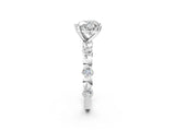 White gold Heart Solitaire Bezel-Set Diamond Ring with Beaded Band and Four-Prong Setting_79