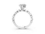 White gold Heart Solitaire Bezel-Set Diamond Ring with Beaded Band and Four-Prong Setting_80