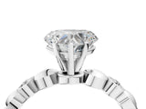 White gold Heart Solitaire Bezel-Set Diamond Ring with Beaded Band and Four-Prong Setting_81