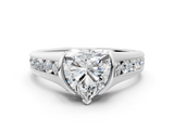 White gold Heart Solitaire Bezel-Set Diamond Ring with Channel-Set Band_56