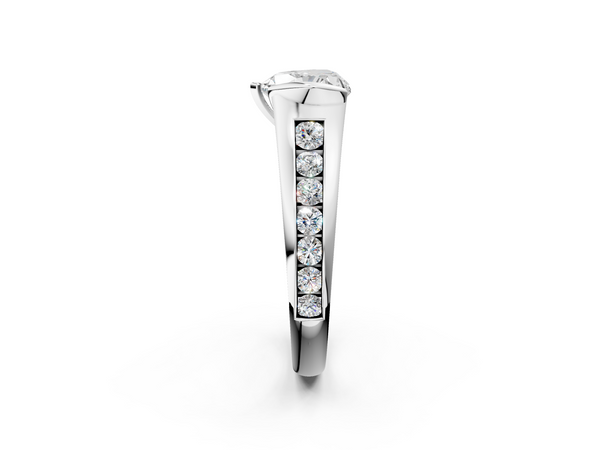 White gold Heart Solitaire Bezel-Set Diamond Ring with Channel-Set Band