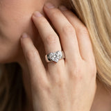 White gold Heart Solitaire Bezel Set Diamond Ring with Wide Band_17