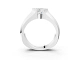White gold Heart Solitaire Bezel Set Diamond Ring with Wide Band_6