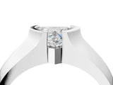 White gold Heart Solitaire Bezel Set Diamond Ring with Wide Band_7