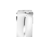 White gold Heart Solitaire Bezel Set Diamond Ring with Wide Band_8