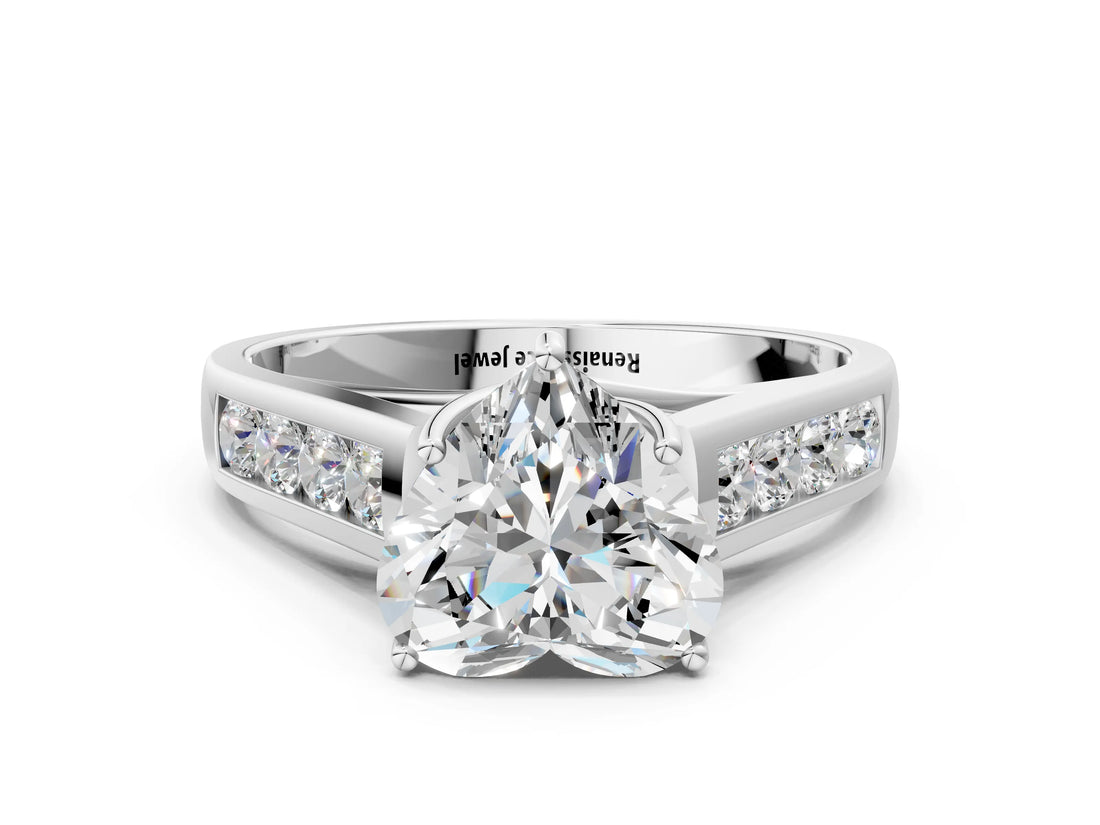 White gold Heart Solitaire Channel-Set Diamond Engagement Ring with Four-Prong Setting_32