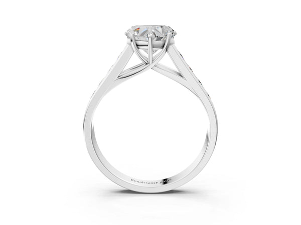 Platinum Heart Solitaire Channel-Set Diamond Engagement Ring with Four-Prong Setting