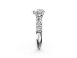 White gold Heart Solitaire Chevron Pave Diamond Engagement Ring with Six-Prong Setting_5