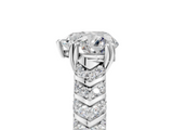 White gold Heart Solitaire Chevron Pave Diamond Engagement Ring with Six-Prong Setting_8