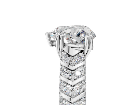 White gold Heart Solitaire Chevron Pave Diamond Engagement Ring with Six-Prong Setting_8