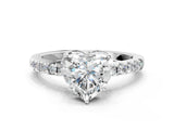 White gold Heart Solitaire Diamond Engagement Ring with Pavé Band and Six-Prong Setting_56