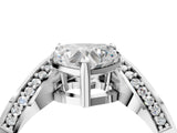 White gold Heart Solitaire Diamond Engagement Ring with Pave Band and Four-Prong Setting 5