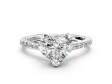 White gold Heart Solitaire Diamond Engagement Ring with Pave Band and Six-Prong Setting_82