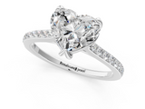 White gold Heart Solitaire Diamond Engagement Ring with Pave Band and Six-Prong Setting_83
