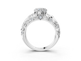 White gold Heart Solitaire Diamond Leaf Vine Band with Prong Setting_77
