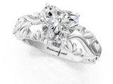 White gold Heart Solitaire Diamond Leaf Vine Band with Prong Setting_79