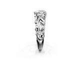 White gold Heart Solitaire Diamond Leaf Vine Band with Prong Setting_80