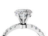 White gold Heart Solitaire Diamond Pavé Band with Four-Prong Setting_54
