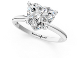White gold Heart Solitaire Diamond Ring with 4-Prong Setting on a Classic Band_4