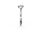 White gold Heart Solitaire Diamond Ring with Bamboo Band and Four-Prong Setting_76