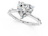 White gold Heart Solitaire Diamond Ring with Bamboo Band and Four-Prong Setting_81