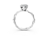 White gold Heart Solitaire Diamond Ring with Bamboo Band and Four-Prong Setting_83