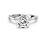 White gold Heart Solitaire Diamond Ring with Bezel Set Side Stones and Prong Setting_4