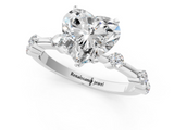 White gold Heart Solitaire Diamond Ring with Bezel Set Side Stones and Prong Setting_5
