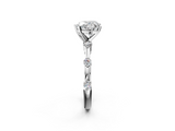 White gold Heart Solitaire Diamond Ring with Bezel Set Side Stones and Prong Setting_6