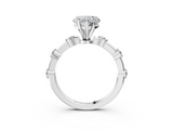 White gold Heart Solitaire Diamond Ring with Bezel Set Side Stones and Prong Setting_7