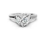 White gold Heart Solitaire Diamond Ring with Cathedral Band and Four-Prong Setting_65
