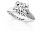 White gold Heart Solitaire Diamond Ring with Cathedral Band and Four-Prong Setting_67