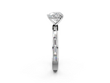 White gold Heart Solitaire Diamond Ring with Channel-Set Baguette Band and Four-Prong Setting_74