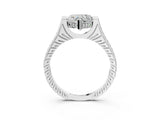 White gold Heart Solitaire Diamond Ring with Channel Set Band and Bezel Prong Setting_59