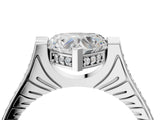 White gold Heart Solitaire Diamond Ring with Channel Set Band and Bezel Prong Setting_60