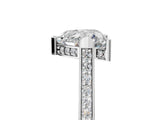 White gold Heart Solitaire Diamond Ring with Channel Set Band and Bezel Prong Setting_61