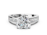 White gold Heart Solitaire Diamond Ring with Channel-Set Band and Four-Prong Setting_4