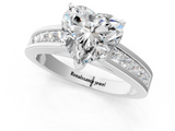 White gold Heart Solitaire Diamond Ring with Channel-Set Band and Four-Prong Setting_5